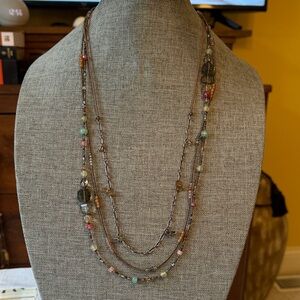 Silpada Sterling Silver & Leather Chalcedony Multi Color Beaded Necklace N2112